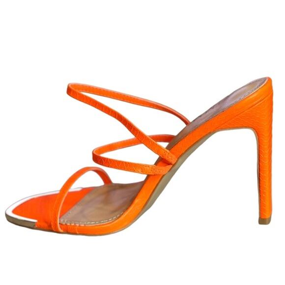 Simmi London orange‎ tangerine squared 4”  heels mule slip on size 7 - Picture 1 of 7